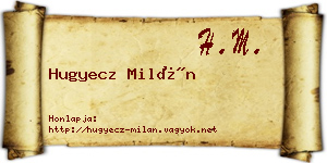 Hugyecz Milán névjegykártya